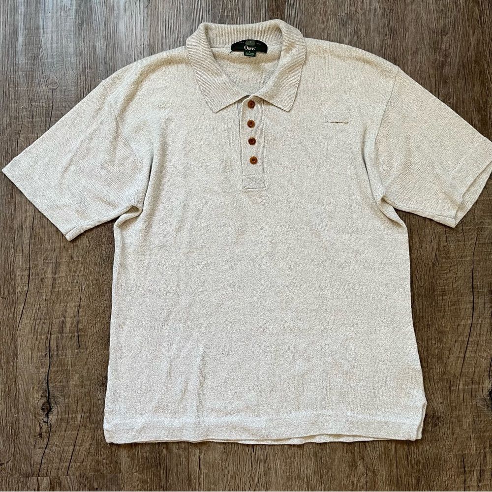 Vintage Men’s Orvis Linen and Cotton Knit Polo Shirt - L
